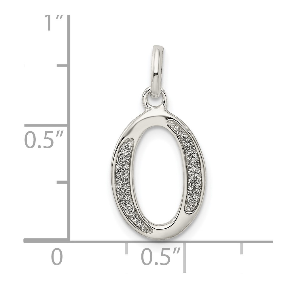 Sterling Silver Polished Glitter Enamel Letter O Initial Charm (QC9181O)