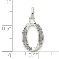 Sterling Silver Polished Glitter Enamel Letter O Initial Charm view 3
