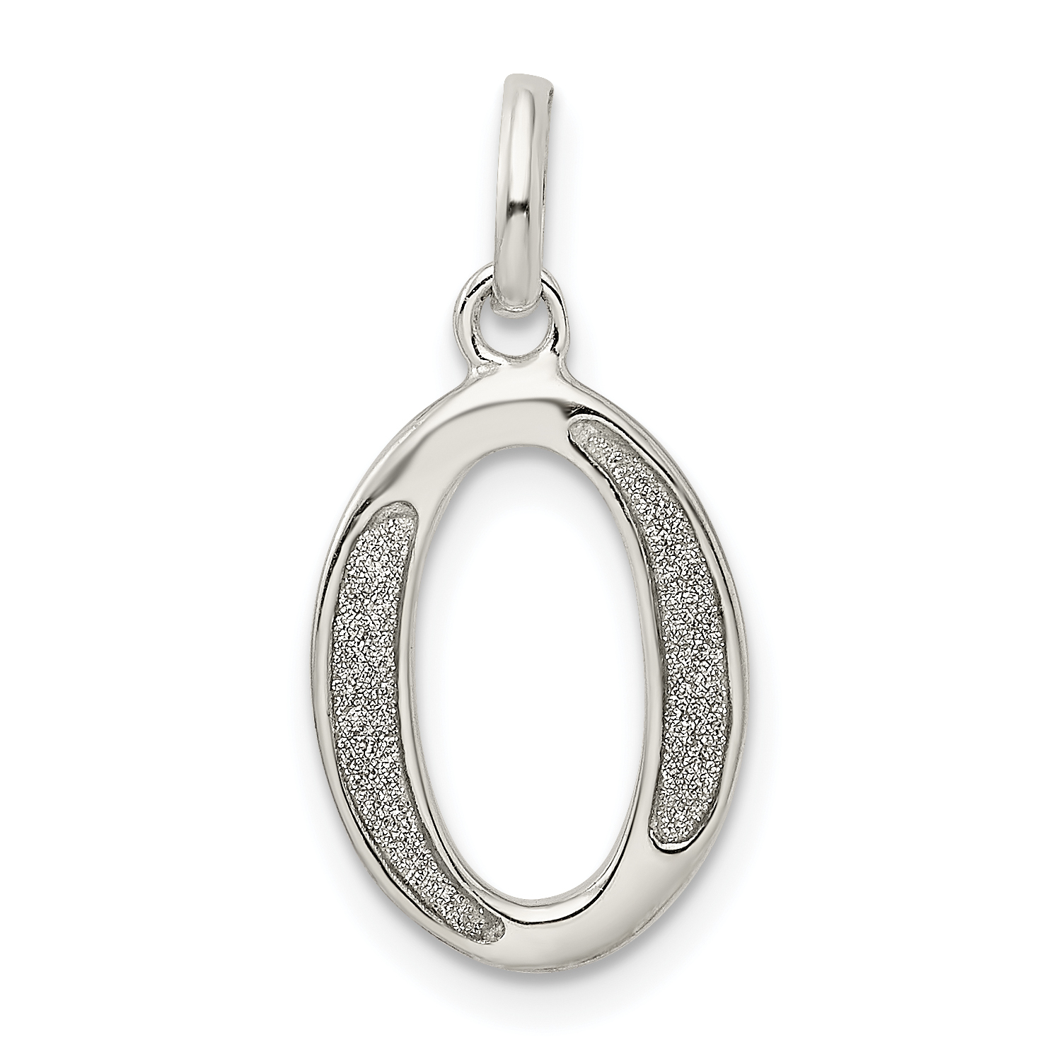 Sterling Silver Polished Glitter Enamel Letter O Initial Charm (QC9181O)