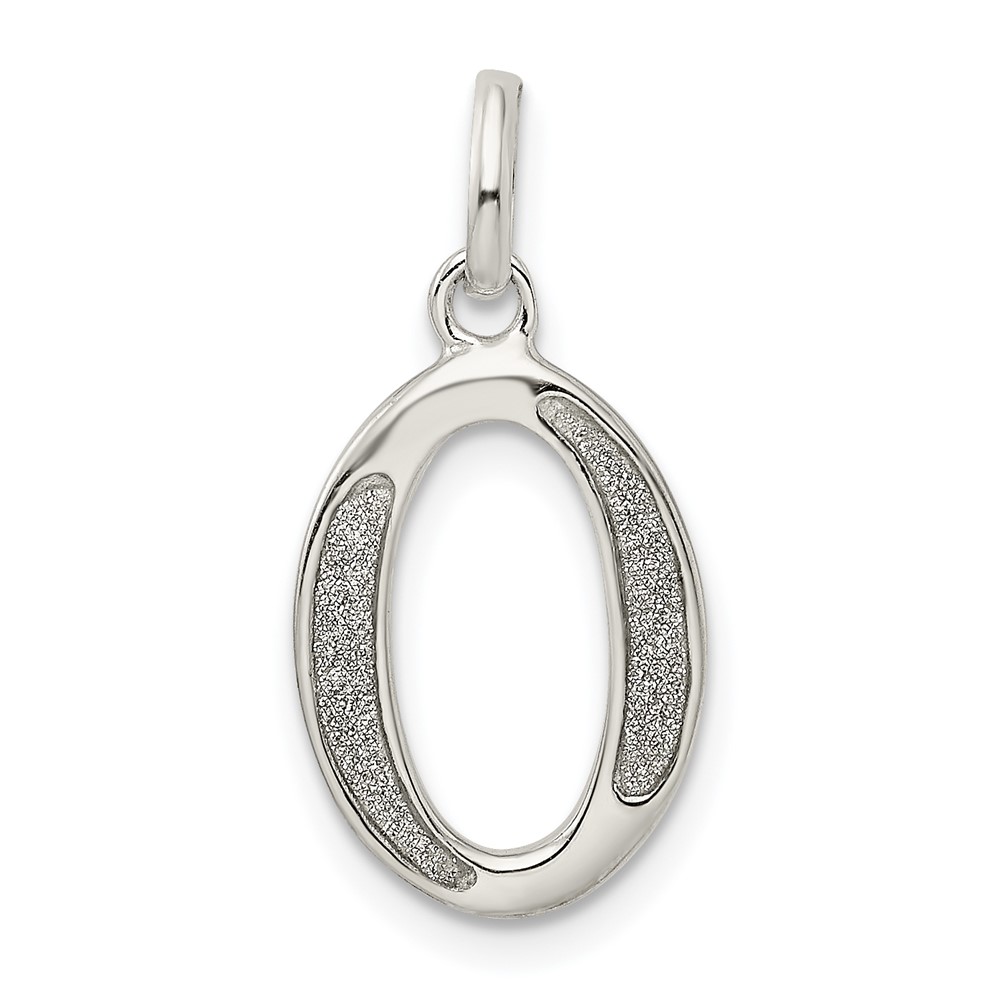 Sterling Silver Polished Glitter Enamel Letter O Initial Charm (QC9181O)