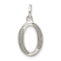 Sterling Silver Polished Glitter Enamel Letter O Initial Charm view 1
