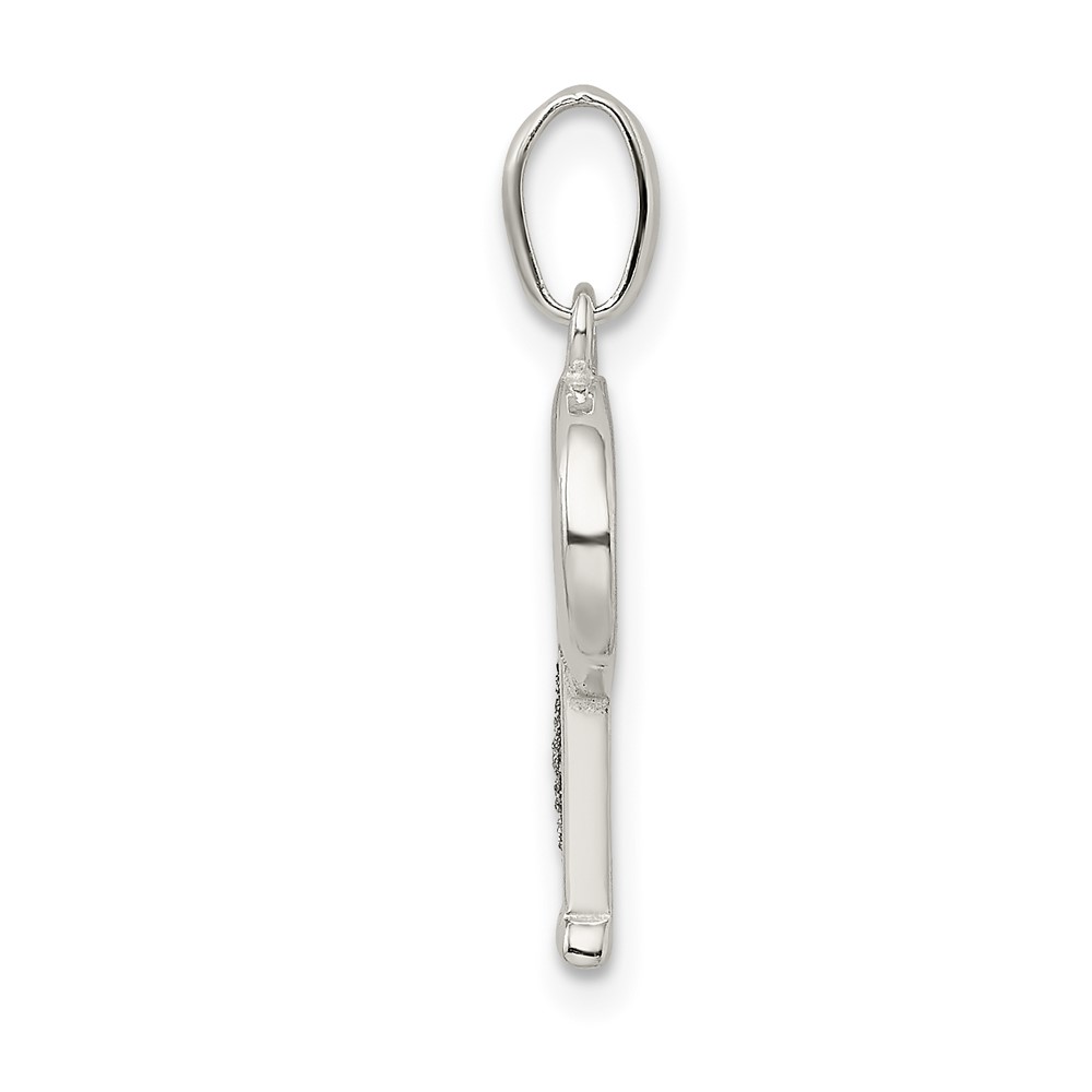 Sterling Silver Polished Glitter Enamel Letter P Initial Charm (QC9181P)