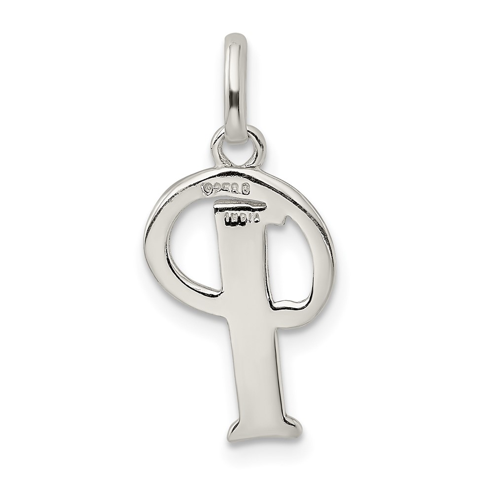 Sterling Silver Polished Glitter Enamel Letter P Initial Charm (QC9181P)