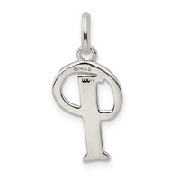 Sterling Silver Polished Glitter Enamel Letter P Initial Charm view 4