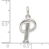 Sterling Silver Polished Glitter Enamel Letter P Initial Charm view 3