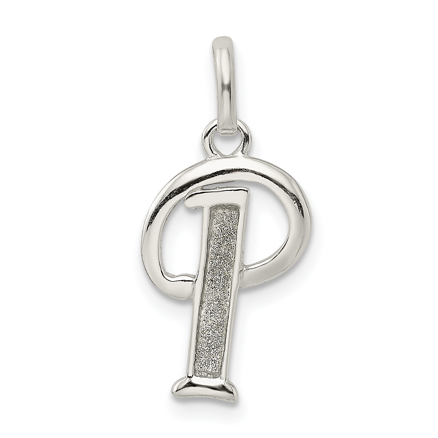 Sterling Silver Polished Glitter Enamel Letter P Initial Charm (QC9181P)