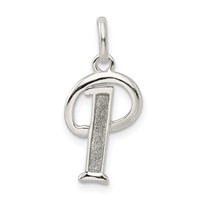 Sterling Silver Polished Glitter Enamel Letter P Initial Charm view 1