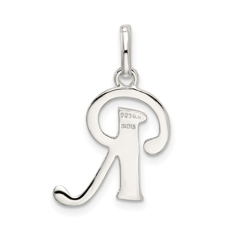 Sterling Silver Polished Glitter Enamel Letter R Initial Charm (QC9181R)