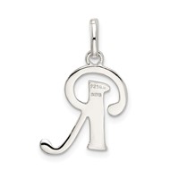 Sterling Silver Polished Glitter Enamel Letter R Initial Charm view 4