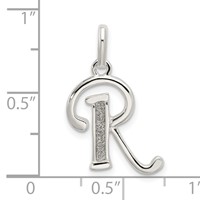 Sterling Silver Polished Glitter Enamel Letter R Initial Charm view 3