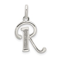 Sterling Silver Polished Glitter Enamel Letter R Initial Charm view 1