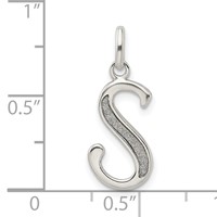 Sterling Silver Polished Glitter Enamel Letter S Initial Charm view 3
