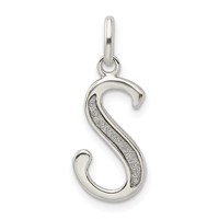 Sterling Silver Polished Glitter Enamel Letter S Initial Charm view 1