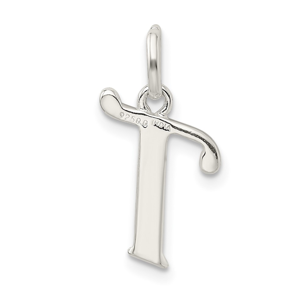 Sterling Silver Polished Glitter Enamel Letter T Initial Charm (QC9181T)