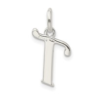 Sterling Silver Polished Glitter Enamel Letter T Initial Charm view 4