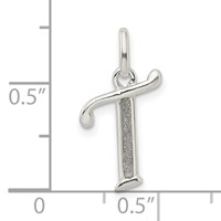 Sterling Silver Polished Glitter Enamel Letter T Initial Charm view 3