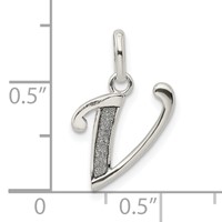 Sterling Silver Polished Glitter Enamel Letter V Initial Charm view 3