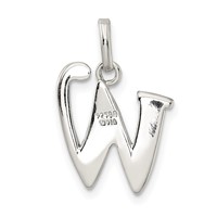 Sterling Silver Polished Glitter Enamel Letter W Initial Charm view 4