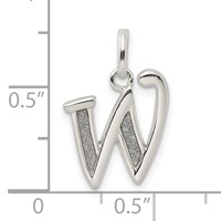 Sterling Silver Polished Glitter Enamel Letter W Initial Charm view 3