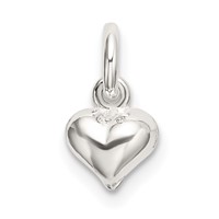 Sterling Silver Polished Puffed Heart Charm view 3