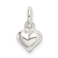 Sterling Silver Polished Puffed Heart Charm view 1