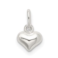 Sterling Silver Polished Puffed Heart Charm view 3