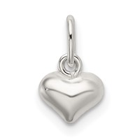 Sterling Silver Polished Puffed Heart Charm view 1