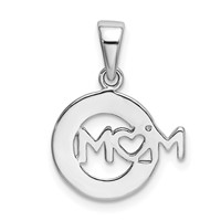 Sterling Silver Rhodium-plated Enamel Glitter Fabric Mom Pendant view 4