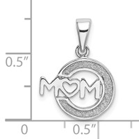 Sterling Silver Rhodium-plated Enamel Glitter Fabric Mom Pendant view 3