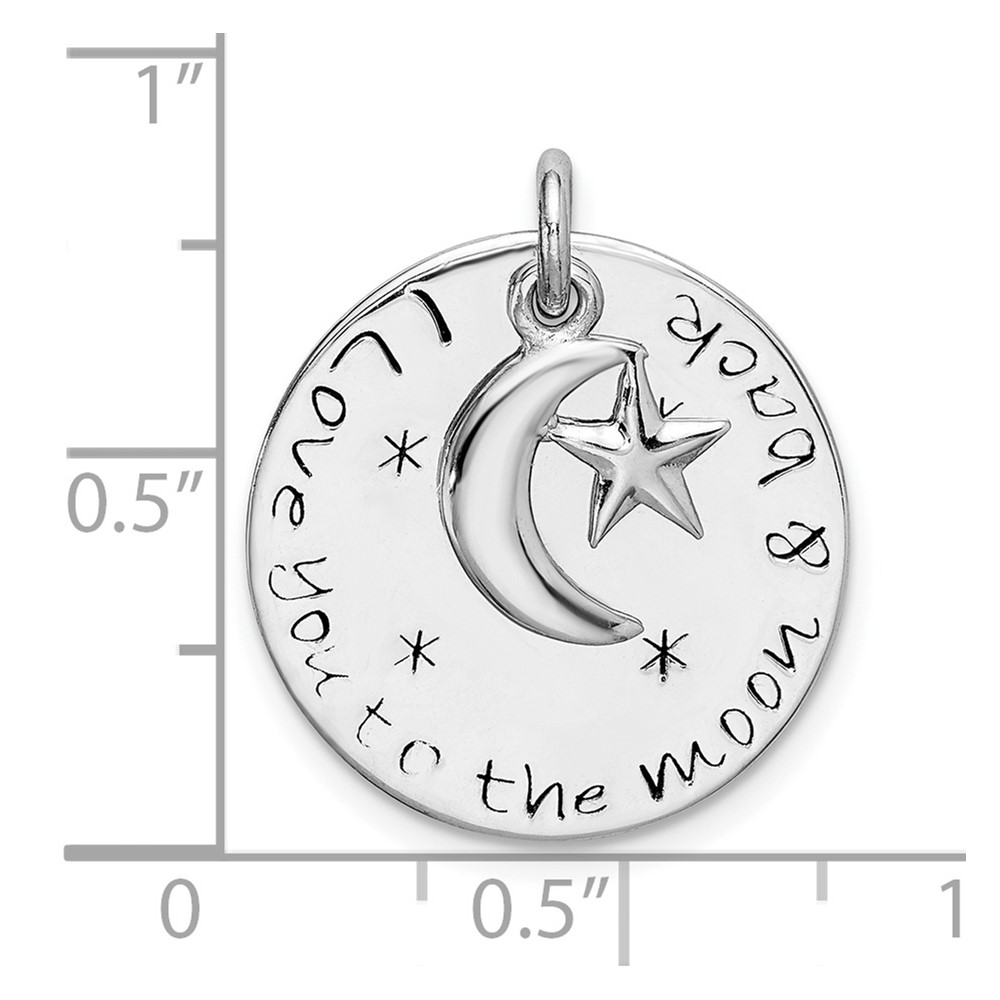 Sterling Silver Rhodium-plated Love You To Moon & Back Pendant (QC9189)