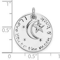 Sterling Silver Rhodium-plated I Love You to the Moon and Back Pendant with Moon and Star view 4
