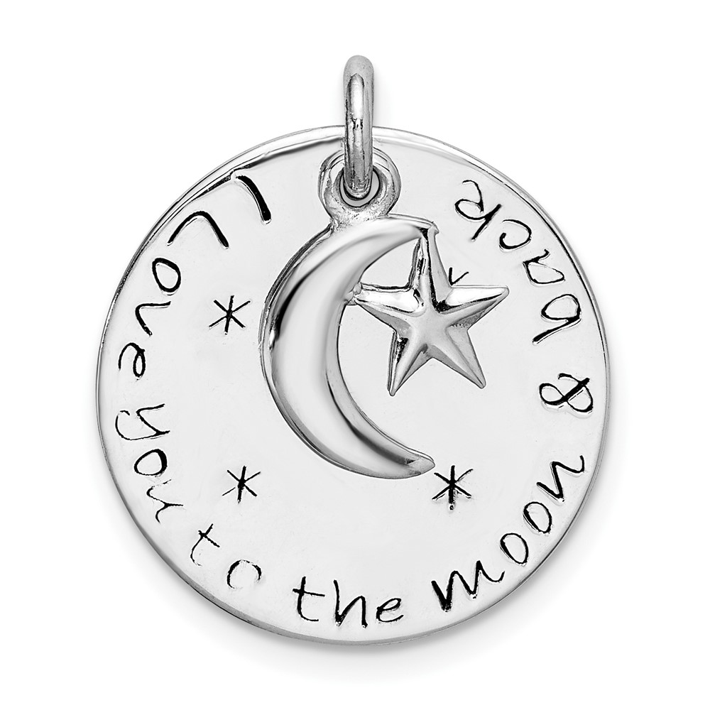 Sterling Silver Rhodium-plated Love You To Moon & Back Pendant (QC9189)