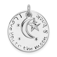 Sterling Silver Rhodium-plated I Love You to the Moon and Back Pendant with Moon and Star view 1