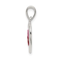 Sterling Silver Polished Red and Pink Enameled Hearts in Heart Pendant view 2