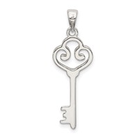 Sterling Silver Polished Heart Key Pendant view 3