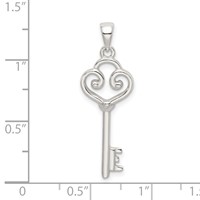 Sterling Silver Polished Heart Key Pendant view 4