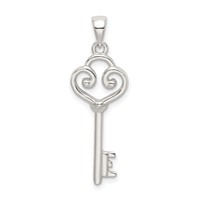Sterling Silver Polished Heart Key Pendant view 1