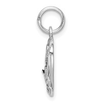 Sterling Silver Rhodium-plated Pink and Clear CZ #1 Grandma Heart Pendant view 2
