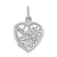 Sterling Silver Rhodium-plated Pink and Clear CZ #1 Grandma Heart Pendant view 3