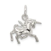 Sterling Silver Polished 3-D Unicorn Charm view 4