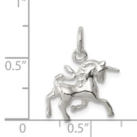 Sterling Silver Polished 3-D Unicorn Charm view 3