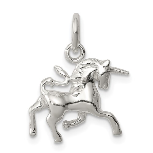 Sterling Silver Polished 3-D Unicorn Charm