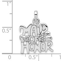 Sterling Silver Rhodium-plated Polished Maid of Honor Pendant view 4