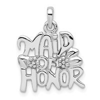 Sterling Silver Rhodium-plated Polished Maid of Honor Pendant view 1