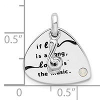 Sterling Silver RH-plated Crystal Antique Guitar Pendant view 4