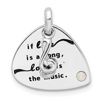 Sterling Silver RH-plated Crystal Antique Guitar Pendant view 1