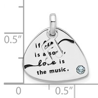 Sterling Silver RH-plate Crystal Antique Guitar Pick Pendant view 4