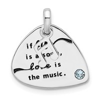 Sterling Silver RH-plate Crystal Antique Guitar Pick Pendant view 1