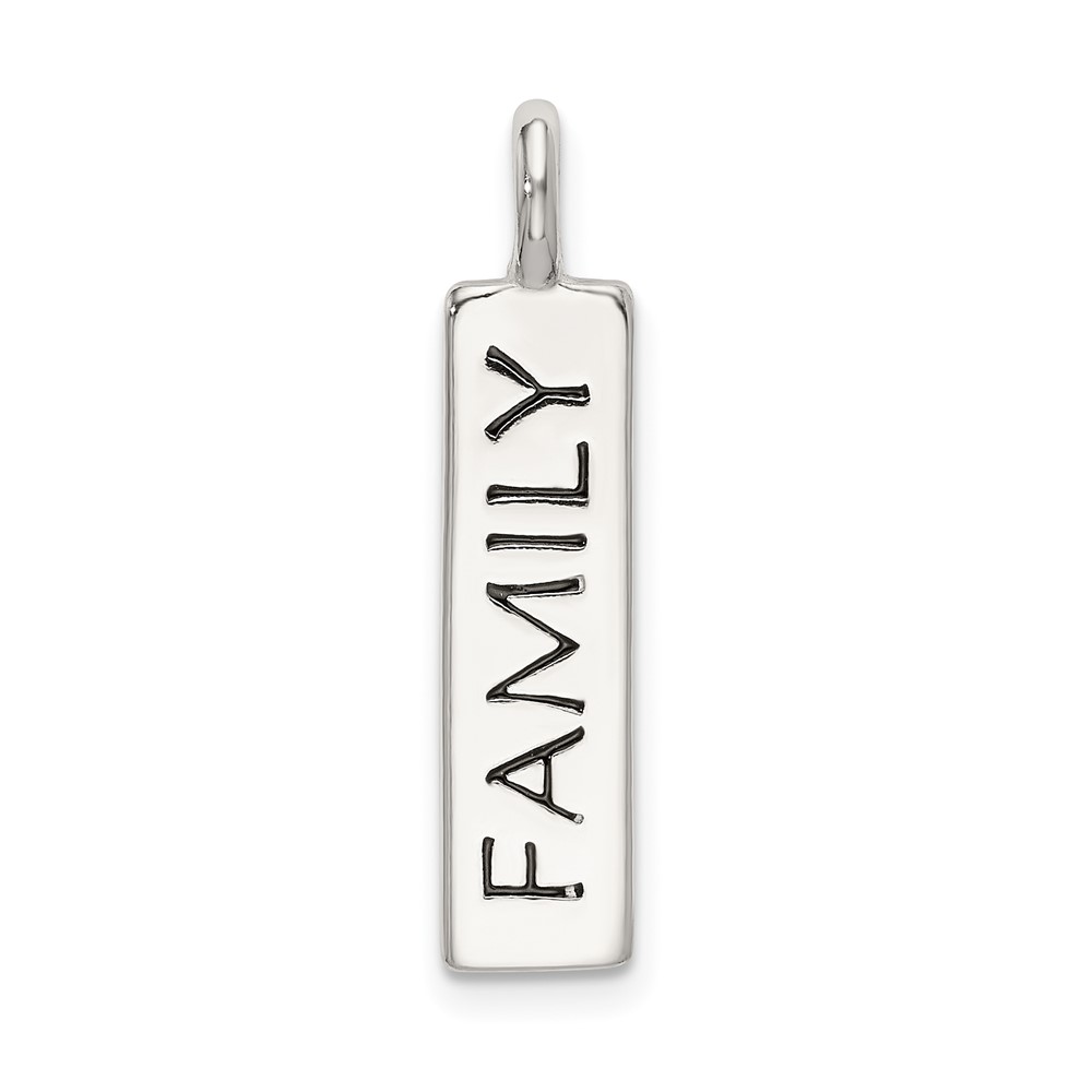 Sterling Silver Polished Enameled Family Bar Pendant