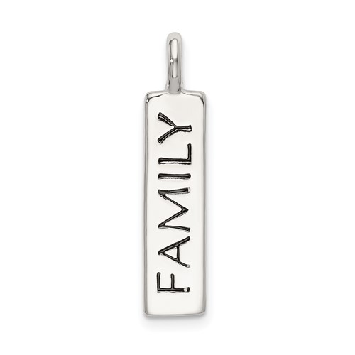 Sterling Silver Polished Enameled Family Bar Pendant